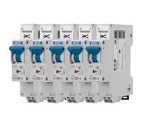 EATON 109131 PLGC4-C20/1N - DISJONCTEUR MODULAIRE PH/N - Blanc - MANETTE BLEUE - 1P+N / 20 A - COURBE C - Raccordement direct sans vis - 5 disjoncteurs