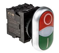 Eaton Bouton-poussoir 216509 – double, 1 NO+1 NC, LED 85–264 V AC, IP66 Rouge/Vert