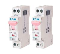 EATON 264741 PLG4-C2/1N - DISJONCTEUR MODULAIRE PH/N - Blanc - MANETTE ROSE - 1P+N / 2 A - COURBE C - Raccordement à vis - 2 disjoncteurs
