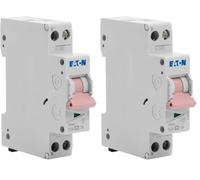EATON 264741 PLG4-C2/1N - DISJONCTEUR MODULAIRE PH/N - Blanc - MANETTE ROSE - 1P+N / 2 A - COURBE C - Raccordement à vis (Lot de 2)
