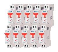 EATON 264744 PLG4-C10/1N - DISJONCTEUR MODULAIRE PH/N - Blanc - MANETTE ROUGE - 1P+N / 10 A - COURBE C - Raccordement à vis - 10 disjoncteurs