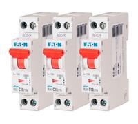 EATON 264744 PLG4-C10/1N - DISJONCTEUR MODULAIRE PH/N - Blanc - MANETTE ROUGE - 1P+N / 10 A - COURBE C - Raccordement à vis - 3 disjoncteurs