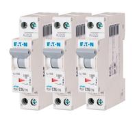 EATON 264746 PLG4-C16/1N - DISJONCTEUR MODULAIRE PH/N - Blanc - MANETTE GRISE - 1P+N / 16 A - COURBE C - Raccordement à vis - 3 disjoncteurs