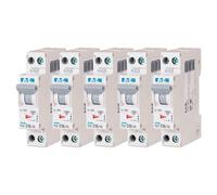 EATON 264746 PLG4-C16/1N - DISJONCTEUR MODULAIRE PH/N - Blanc - MANETTE GRISE - 1P+N / 16 A - COURBE C - Raccordement à vis - 5 disjoncteurs