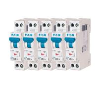 EATON 264747 PLG4-C20/1N - DISJONCTEUR MODULAIRE PH/N - Blanc - MANETTE BLEUE - 1P+N / 20 A - COURBE C - Raccordement à vis - 5 disjoncteurs