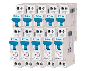 EATON 264747 PLG4-C20/1N - DISJONCTEUR MODULAIRE PH/N - Blanc - MANETTE BLEUE - 1P+N / 20 A - COURBE C - Raccordement à vis - 10 disjoncteurs