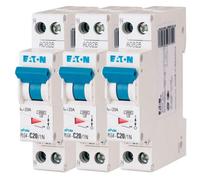 Eaton Disjoncteur modulaire 264747 PLG4-C20/1N 1P+N 20 A Courbe C Blanc manette bleue 3 disjoncteurs