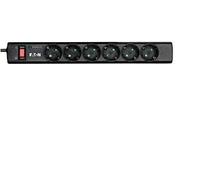 Eaton Multiprise PS6D – 6 prises DIN européennes, parafoudre, 2500 W, interrupteur LED – Noir