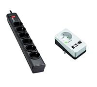 Eaton Protection Strip 6 Tel@ & Protection Box 1 - Multiprise/Parafoudre - 6 Prises + 1 Prise Téléphonique - Noir & Blanc
