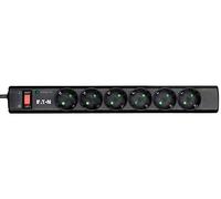 Eaton Multiprise PS6D – 6 prises DIN européennes, parafoudre, 2500 W, interrupteur LED – Noir