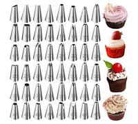 EAVUYIS 48 Pièces Douille Patisserie Professionnelle, Kit de Douilles à Pâtisserie en Acier Inoxydable pour Décoration de Gâteaux, Cupcakes et Muffins, Accessoires de Pâtisserie, Argent