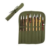 EAVUYIS Toile Sac de Pinceaux Cases, Permet de Ranger 16 Pinceaux de Tailles Différentes Rouleau, Plumier de Crayon, Pinceau Brosse Artiste Dessin Peinture Aquarelle(Vert Armée)