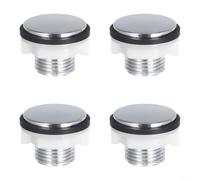 Eawfgtuw Lot de 4 butées d'entrée latérales pour réservoir de toilettes avec finition galvanisée 3/8" - Joint décoratif fileté pour trous inutilisés dans les salles de bains (quatre points)