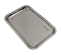 Eawfgtuw Plaque de cuisson rectangulaire en acier inoxydable de 27 x 20 cm pour grille-pain, plaque à biscuits robuste avec finition miroir, bord profond, résistante à la rouille (32 x 22 x 2 cm)