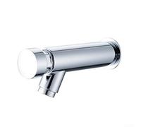 Eawfgtuw Robinet mural moderne à temporisation entièrement en cuivre avec bouton poussoir à froid - Robinet de lavabo à fermeture automatique - 4 à 8 secondes - Arrêt automatique - Argent (2 cm)