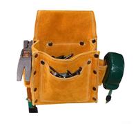 Eawfgtuw Sac à outils en cuir pour vis, clous et forets, pochette de travail portable avec cuir de vache ignifuge et résistant aux éclaboussures, 4 côtés renforcés