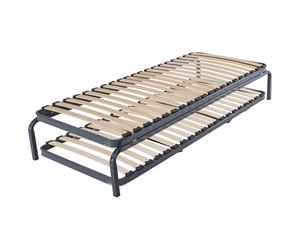 EBAC Literie Ensemble lit gigogne métal 90x190-20 Lattes Bois - Gain de Place - Made in France