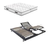 EBAC Literie Ensemble Relaxation S50 + Matelas Mousse Myriade - 5 Zones - 2x80x200 - Gris