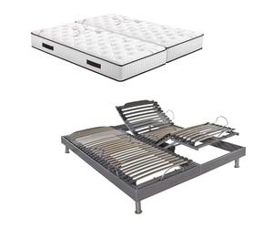 EBAC Literie Ensemble Relaxation S62 + Matelas Latex Louxor - 5 Zones - 2x90x200 - Gris