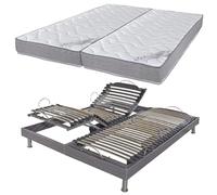 EBAC Literie Lit électrique S62 + Matelas Wave 2x90x200 - Mousse - Soutien Ferme - Made in France