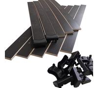 EBAC Literie Lot de 10 Lattes Grises + Embouts pour sommier et lit | 680x48x8 mm | Bois hêtre Durable - 7 Plis | Remplacement - Rechange - Renfort pour sommier/bz/clic clac/canapé
