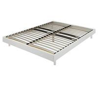 EBAC Literie Sommier déco en Kit + Pieds 160x200 - Decokit 36 Lattes Bois - Blanc - H. 13 cm