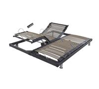 EBAC Literie Sommier électrique S50 -Lattes Bois -Réglage fermeté Zone lombaires -2x80x200 -Gris