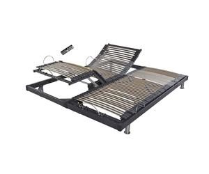 EBAC Literie Sommier électrique S50 -Lattes Bois -Réglage fermeté Zone lombaires -2x80x200 -Gris