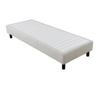 Ebac - Sommier déco en Kit + pieds 90x190 - Newkit 20 lattes bois - Tissu crème - H. 18 cm - Beige