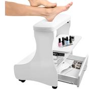 EBANKU Repose pieds de pédicure à roulettes, tabouret de manucure en cuir PU, chariot de spa portable pour salon de beauté, repose pieds mobile à glissement facile (blanc)