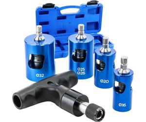 Ébavureur calibreur tube multicouche - Set 4 têtes Ø16, 20, 26, 32 mm - Avec mallette et cliquet - Pour PEX et PER