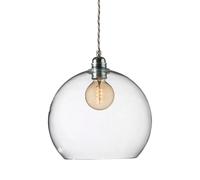 EBB & FLOW Lampe à suspension Rowan L. Ø 28 cm transparent avec cordon argenté
