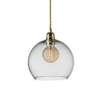 EBB & FLOW Lampe à suspension Rowan M. Ø 22 cm transparent avec cordon doré