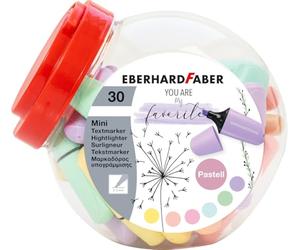 Eberhard Faber 551430 - Mini surligneur Pastel, 30 marqueurs en bonbonnière, avec pointe biseautée