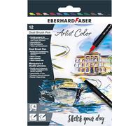 Eberhard Faber 558212 - Dual Brush Pen Artist Color, 12 feutres pointe épaisse et fine, aquarellable