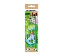 Eberhard Faber 579927 - Kunststof penselenset Green Winner, 2 ronde penselen en 2 platte penselen