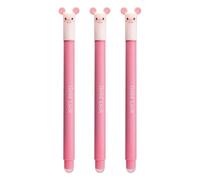 EBERHARD FABER 599032 - Roller effaçable Cochon, 3 stylos Animal Erase it, stylo gel bleu 0,7 mm