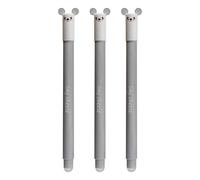 EBERHARD FABER 599033 - Roller effaçable souris, 3 stylos Animal Erase it, stylo gel bleu 0,7 mm