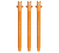 EBERHARD FABER 599055 - Stylo roller effaçable hibou, 3 stylos Animal Erase it, stylo gel bleu 0,7 mm