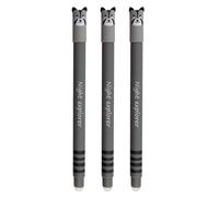 EBERHARD FABER 599057 - Stylo à bille effaçable Raton laveur, 3 stylos Animal Erase it, stylo gel bleu 0,7 mm