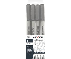 EBERHARD FABER - Feutres fins à pigments noirs, 4 pièces | Marqueurs à encre indélébile pour des traits précis