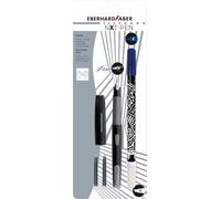 Eberhard Faber - Kit d'écriture NXT-PEN gris/noir | Avec stylo plume, effaceur d'encre et cartouches d'encre