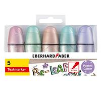 EBERHARD FABER - Mini surligneurs Pastel Glitter, 5 pièces | Feutres à pointe biseautée dans un étui pratique