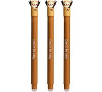 EBERHARD FABER - Stylo roller effaçable Animal Erase It Paresseux | 3 stylos à encre gel bleus 0,7 mm