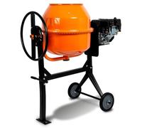 EBERTH 140L Bétonnière essence mobile, moteur essence 6,5 CV, 4 temps, châssis, tambour et couronne dentée en acier, volant blocable, large repose-pieds, bétonnière professionnelle, tambour pivotant