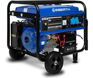 EBERTH 5500 Watt Groupe électrogène de secours Groupe électrogène avec châssis, démarrage électrique, moteur à essence 13 CV, 4 temps, 1 phase, 2X 230V, 1x 12V, AVR