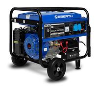 EBERTH 5500 Watt Groupe électrogène de secours Groupe électrogène avec châssis, démarrage électrique, moteur à essence 13 CV, 4 temps, 1 phase, 2X 230V, 1x 12V, AVR