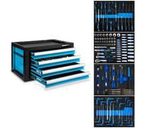 EBERTH Boîte à outils Boîte à outils Armoire à outils en métal avec 4 tiroirs Remplie d'outils (134 pièces)