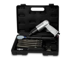 EBERTH burin pneumatique avec coffret, set d'outils 10 pièces, 4500 coups/min, 5x burins 150 mm, marteau burineur avec raccord 1/4", y compris accouplement, burette d'huile (vide), ressort de maintien