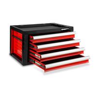 EBERTH Caisse à outils vide, armoire à outils métallique avec 4 tiroirs, glissières télescopiques sur roulements à billes, extension totale, caisse à outils verrouillable
